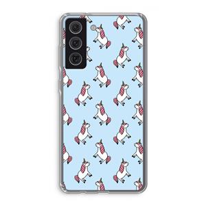 CaseCompany Eenhoorns overal: Samsung Galaxy S21 FE Transparant Hoesje