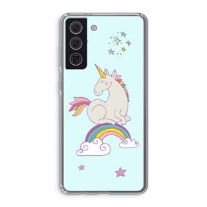 CaseCompany Regenboog eenhoorn: Samsung Galaxy S21 FE Transparant Hoesje