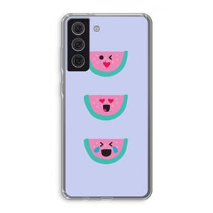 CaseCompany Smiley watermeloen: Samsung Galaxy S21 FE Transparant Hoesje