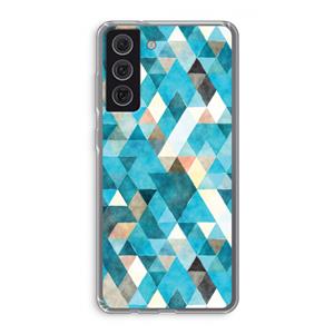 CaseCompany Gekleurde driehoekjes blauw: Samsung Galaxy S21 FE Transparant Hoesje