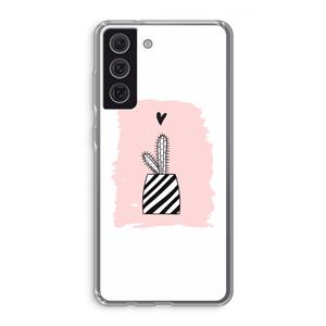 CaseCompany Zwart-wit cactus: Samsung Galaxy S21 FE Transparant Hoesje