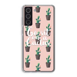 CaseCompany Cactus quote: Samsung Galaxy S21 FE Transparant Hoesje