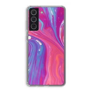 CaseCompany Paarse stroom: Samsung Galaxy S21 FE Transparant Hoesje