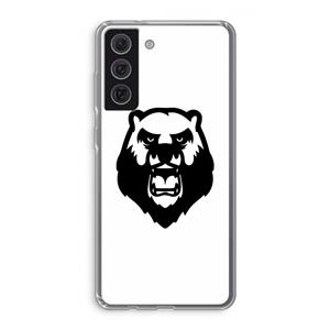 CaseCompany Angry Bear (white): Samsung Galaxy S21 FE Transparant Hoesje