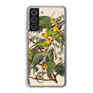 CaseCompany Carolinaparkiet: Samsung Galaxy S21 FE Transparant Hoesje