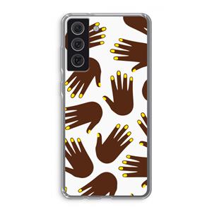 CaseCompany Hands dark: Samsung Galaxy S21 FE Transparant Hoesje