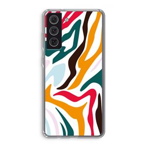 CaseCompany Colored Zebra: Samsung Galaxy S21 FE Transparant Hoesje