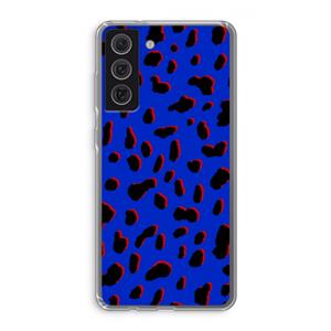 CaseCompany Blue Leopard: Samsung Galaxy S21 FE Transparant Hoesje