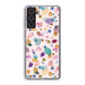 CaseCompany Terrazzo Memphis Pink: Samsung Galaxy S21 FE Transparant Hoesje