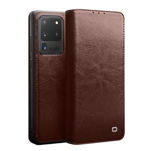 Qialino echt lederen luxe wallet hoes - Samsung Galaxy S20 Ultra - Bruin