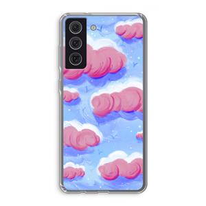 CaseCompany Roze wolken met vogels: Samsung Galaxy S21 FE Transparant Hoesje