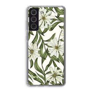 CaseCompany Wit bloemenpatroon: Samsung Galaxy S21 FE Transparant Hoesje
