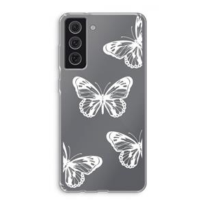 CaseCompany White butterfly: Samsung Galaxy S21 FE Transparant Hoesje
