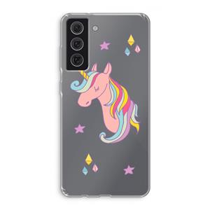 CaseCompany Roze eenhoorn: Samsung Galaxy S21 FE Transparant Hoesje