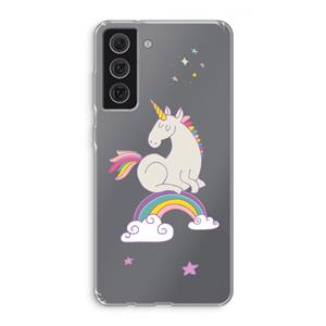 CaseCompany Regenboog eenhoorn: Samsung Galaxy S21 FE Transparant Hoesje