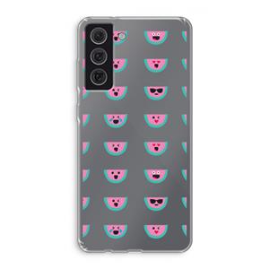 CaseCompany Smiley watermeloenprint: Samsung Galaxy S21 FE Transparant Hoesje