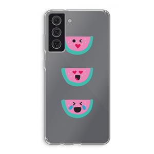 CaseCompany Smiley watermeloen: Samsung Galaxy S21 FE Transparant Hoesje