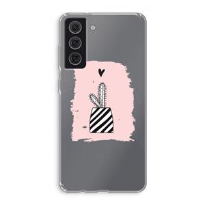 CaseCompany Zwart-wit cactus: Samsung Galaxy S21 FE Transparant Hoesje