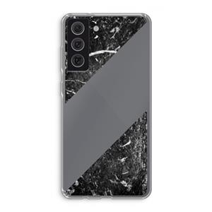 CaseCompany Zwart marmer: Samsung Galaxy S21 FE Transparant Hoesje
