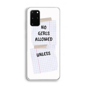 CaseCompany No Girls Allowed Unless: Samsung Galaxy S20 Plus Transparant Hoesje
