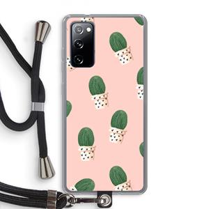 CaseCompany Cactusprint roze: Samsung Galaxy S20 FE / S20 FE 5G Transparant Hoesje met koord