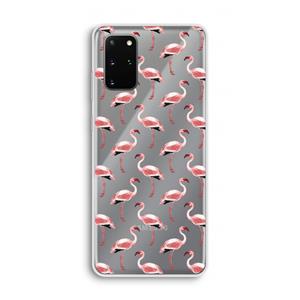 CaseCompany Flamingoprint groen: Samsung Galaxy S20 Plus Transparant Hoesje