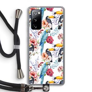CaseCompany Bloemen tukan: Samsung Galaxy S20 FE / S20 FE 5G Transparant Hoesje met koord