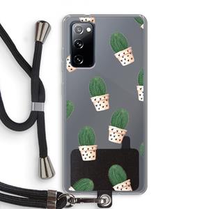 CaseCompany Cactusprint roze: Samsung Galaxy S20 FE / S20 FE 5G Transparant Hoesje met koord