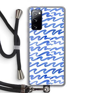 CaseCompany Blauwe golven: Samsung Galaxy S20 FE / S20 FE 5G Transparant Hoesje met koord