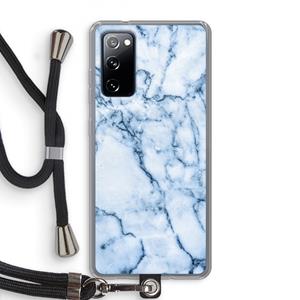 CaseCompany Blauw marmer: Samsung Galaxy S20 FE / S20 FE 5G Transparant Hoesje met koord