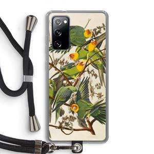 CaseCompany Carolinaparkiet: Samsung Galaxy S20 FE / S20 FE 5G Transparant Hoesje met koord