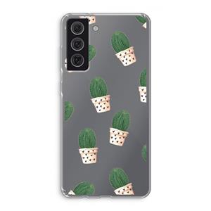 CaseCompany Cactusprint roze: Samsung Galaxy S21 FE Transparant Hoesje