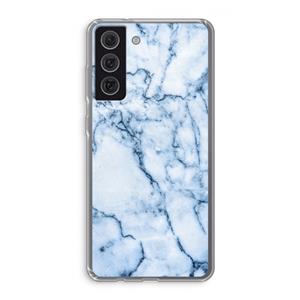 CaseCompany Blauw marmer: Samsung Galaxy S21 FE Transparant Hoesje