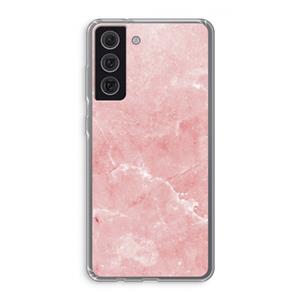 CaseCompany Roze marmer: Samsung Galaxy S21 FE Transparant Hoesje