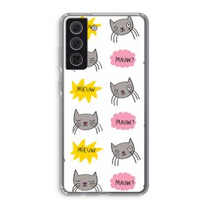 CaseCompany Meow: Samsung Galaxy S21 FE Transparant Hoesje