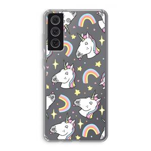 CaseCompany Rainbow Unicorn: Samsung Galaxy S21 FE Transparant Hoesje