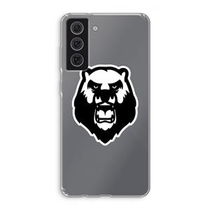 CaseCompany Angry Bear (white): Samsung Galaxy S21 FE Transparant Hoesje