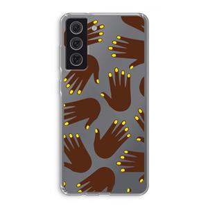 CaseCompany Hands dark: Samsung Galaxy S21 FE Transparant Hoesje