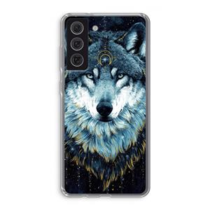 CaseCompany Darkness Wolf: Samsung Galaxy S21 FE Transparant Hoesje