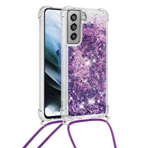 Backcover hoes met koord - Samsung Galaxy S21 FE - Glitter Paars