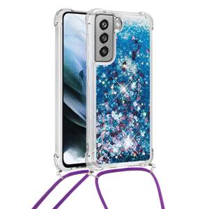 Backcover hoes met koord - Samsung Galaxy S21 FE - Glitter Blauw