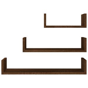 Wandschappen 3 st bewerkt hout bruineikenkleurig
