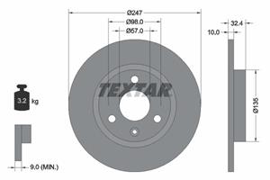 Remschijf TEXTAR 98200 0673 0 1, 1 deel