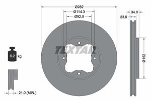 Remschijf TEXTAR 98200 0816 0 1, 1 deel