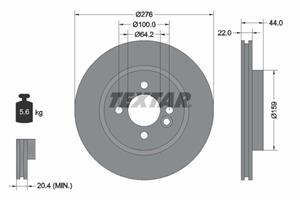 Remschijf TEXTAR 98200 1075 0 1, 1 deel