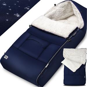 Monzana Fußsack »«, Reflektoren-Streifen Reißverschluss Kopfteil Wetterfest Tasche Antirutschnoppen Kinderwagen Winterfußsack 90x60cm Marineblau