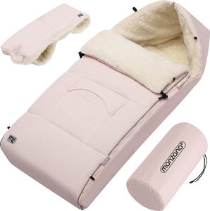 Monzana Fußsack, Handwärmer Wetterfest Reflektoren-Streifen Reißverschluss abnehmbares Vorderteil Waschbar Kinderwagen Winter Fußsack 90x60 cm Rose