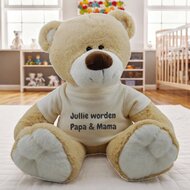 Funnies Knuffel Beer met shirtje Jullie worden papa en mama
