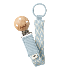 BIBS Pacifier Clip Gevlochten Babyblauw/Ivoor 1 st