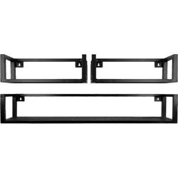 Home67  Wandplank Vintage Zwart Mangohout - Set van 3 Groot